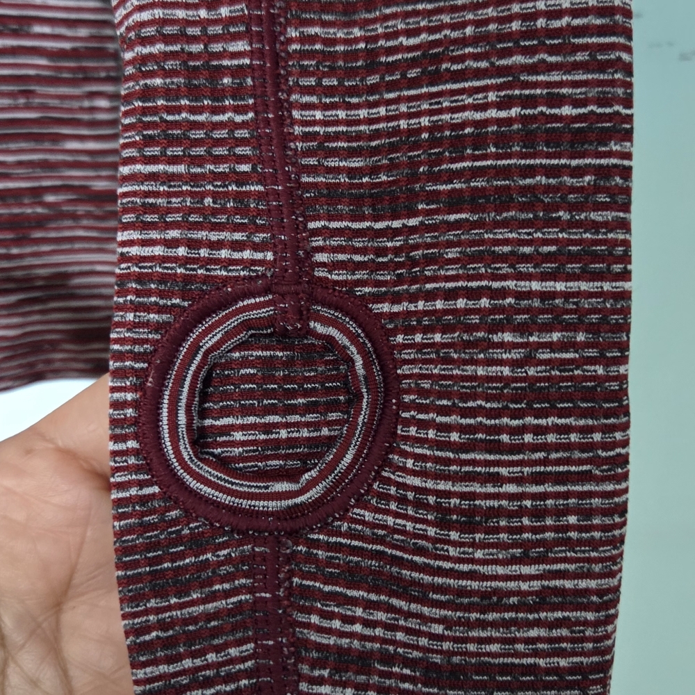 This is a Lululemon Swiftly Tech Long Sleeve Crew shirt in a red ombre colorway. - Picture 6 of 8